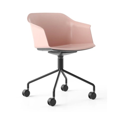 Chaise de réunion en plastique rose mobile POLYTONE C.