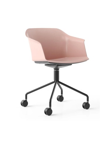 Chaise de réunion en plastique rose mobile POLYTONE C.