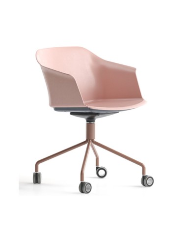 Chaise pivotante sur roulettes avec coque plastique POLYTONE C.