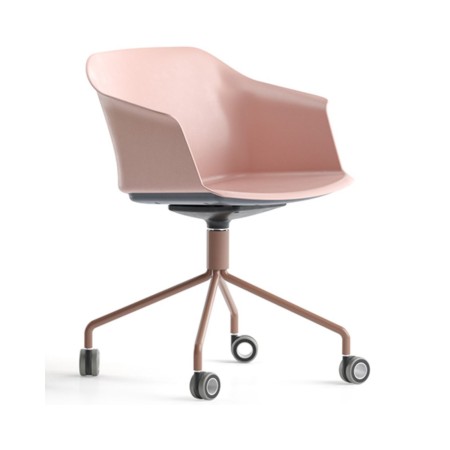 Chaise pivotante sur roulettes avec coque plastique POLYTONE C.