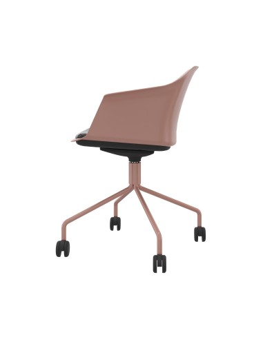 Chaise POLYTONE C de profil avec piètement en acier sur roulettes.