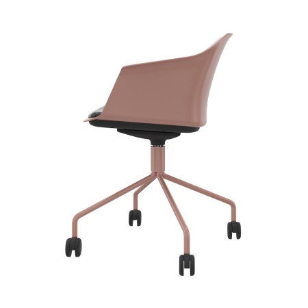 Chaise POLYTONE C de profil avec piètement en acier sur roulettes.