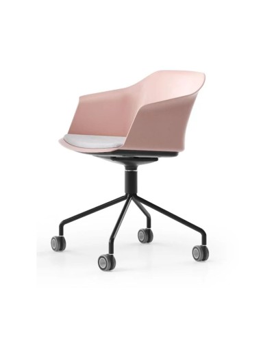 Chaise visiteur mobile à roulettes POLYTONE-C design avec coussin.