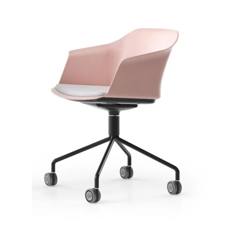 Chaise visiteur mobile à roulettes POLYTONE-C design avec coussin.