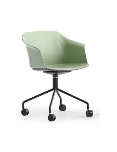 Chaise visiteur pivotante verte POLYTONE C en plastique.