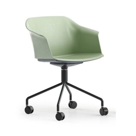 Chaise visiteur pivotante verte POLYTONE C en plastique.