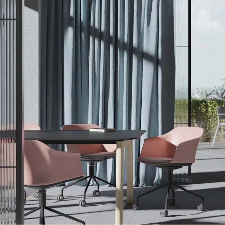 Chaise de réunion en plastique rose mobile POLYTONE C. 2