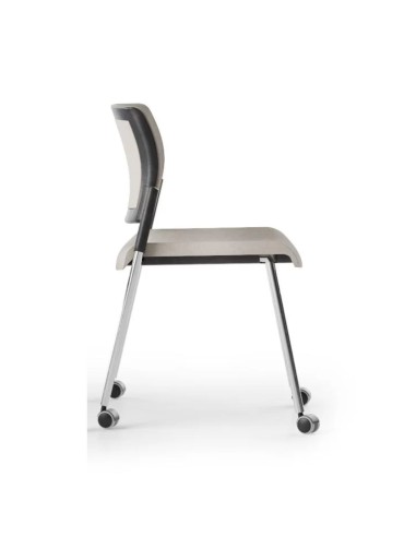 Chaise de réunion empilable sur roulettes pour espaces professionnels AURA.