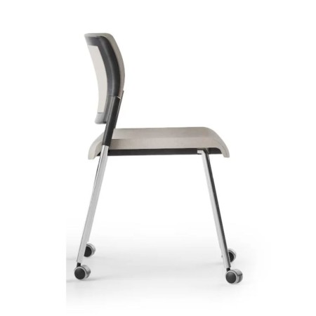 Chaise de réunion empilable sur roulettes pour espaces professionnels AURA.
