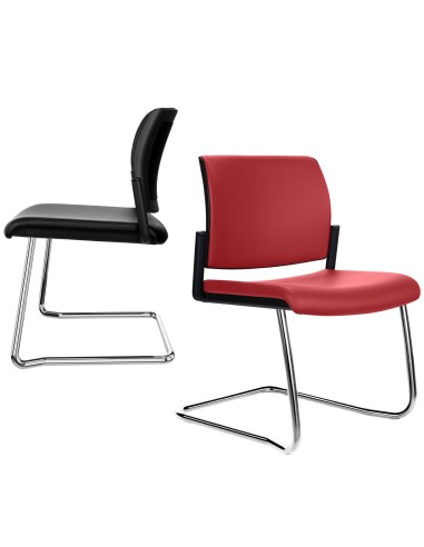 Chaise AURA pour conférences et réunions avec pied en luge chrome.