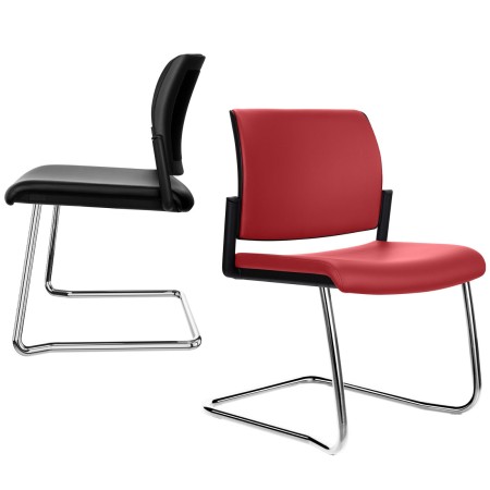 Chaise AURA pour conférences et réunions avec pied en luge chrome.