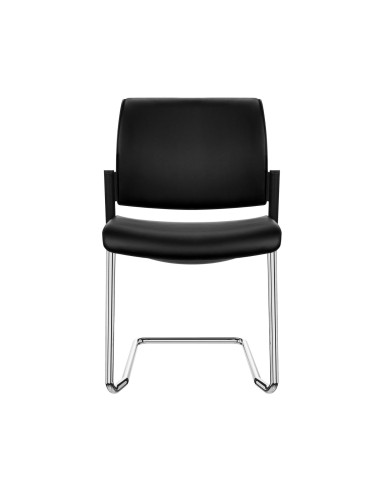 Chaise noire cantilever rembourrée pour salle de réunion AURA de face.