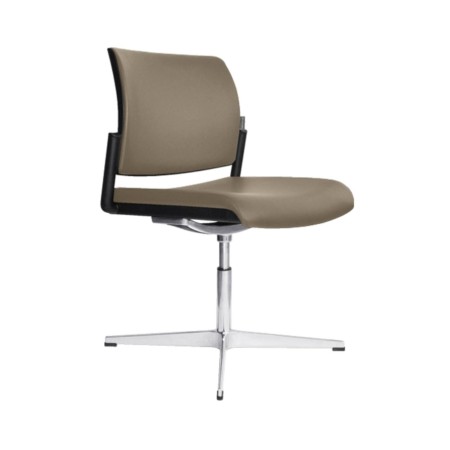 Chaise de conférence beige réglable piètement étoile et assise rembourrée AURA.