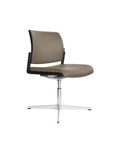 Chaise de conférence beige réglable piètement étoile et assise rembourrée AURA.