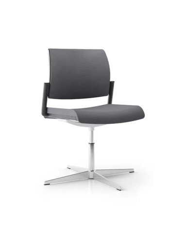 Siège AURA pivotant réglable avec piètement étoile en aluminium poli.