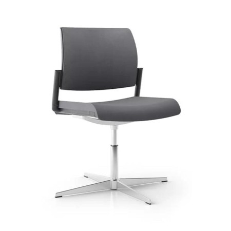 Siège AURA pivotant réglable avec piètement étoile en aluminium poli.