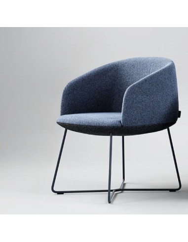 Fauteuil bleu visiteur pour accueil KOPA 63 x 60,5 cm piètement luge.