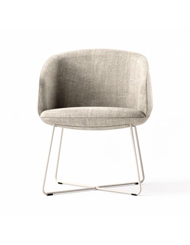 Fauteuil lounge compact, piètement luge métal KOPA beige.