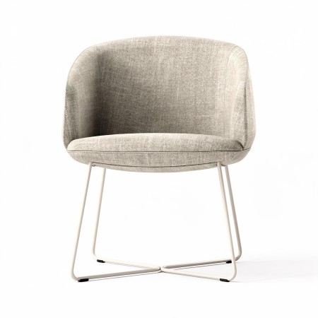 Fauteuil lounge compact, piètement luge métal KOPA beige.