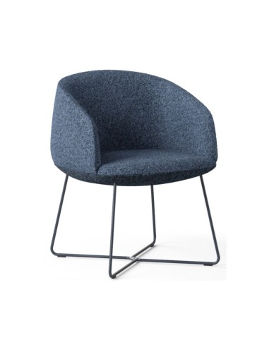 Fauteuil lounge piètement luge KOPA pour accueil tissu bleu rembourré.