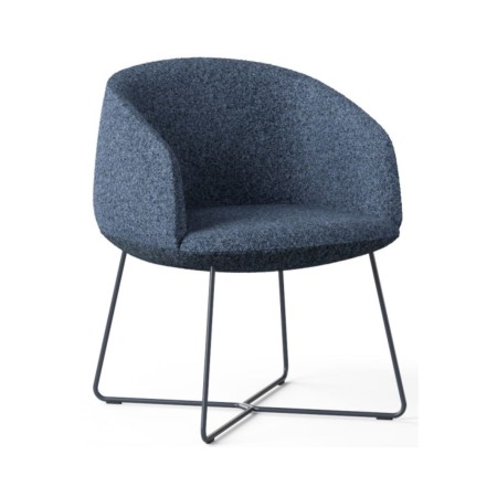 Fauteuil lounge piètement luge KOPA pour accueil tissu bleu rembourré.