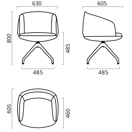 Dimensions du fauteuil lounge pivotant pyramide KOPA.