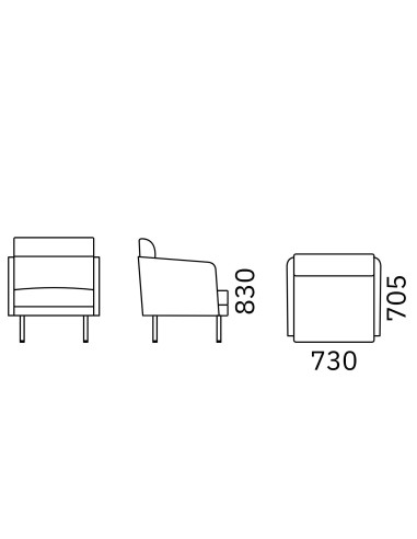 Dimensions du fauteuil visiteur lounge ARCIPELAGO.