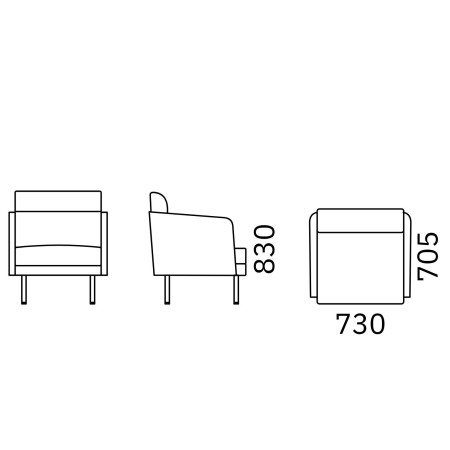 Dimensions du fauteuil visiteur lounge ARCIPELAGO.