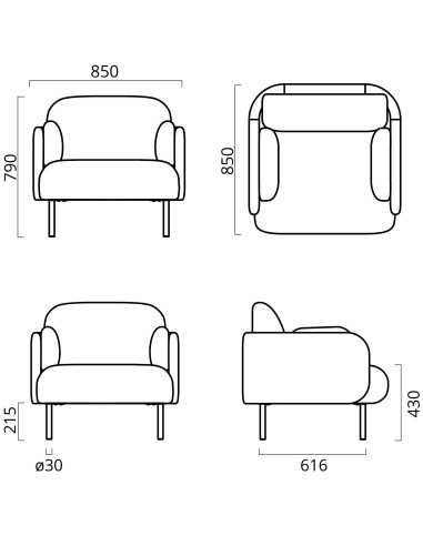 Dimensions de la chaise lounge MYAMI 1 place.