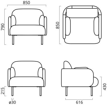 Dimensions de la chaise lounge MYAMI 1 place.