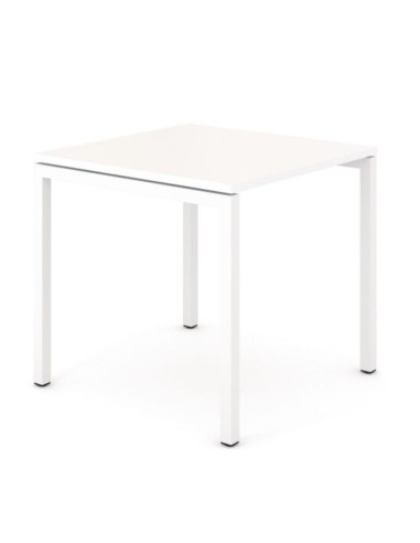 Table de réunion carrée plateau blanc - Nova U