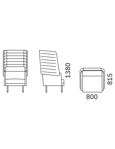 Dimensions de la chaise lounge haut dossier ARCIPELAGO.