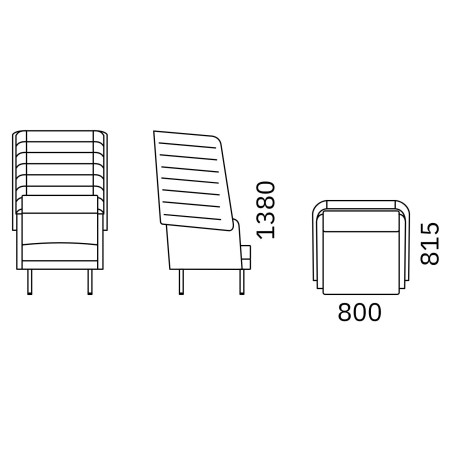 Dimensions de la chaise lounge haut dossier ARCIPELAGO.