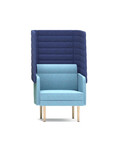 Fauteuil bleu acoustique haut dossier isolant pour bureau ARCIPELAGO.