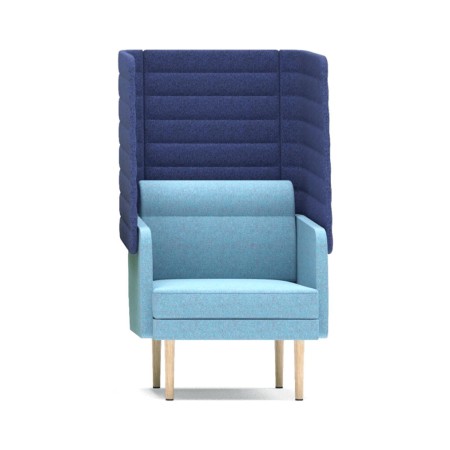 Fauteuil bleu acoustique haut dossier isolant pour bureau ARCIPELAGO.