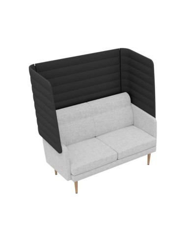 Canapé acoustique 2 places haut dossier pour bureau noir et gris ARCIPELAGO.
