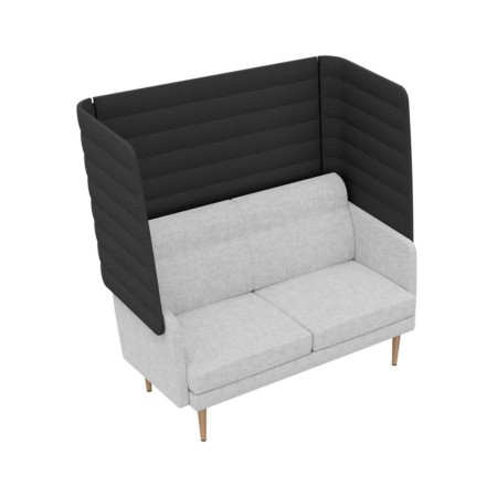 Canapé acoustique 2 places haut dossier pour bureau noir et gris ARCIPELAGO.