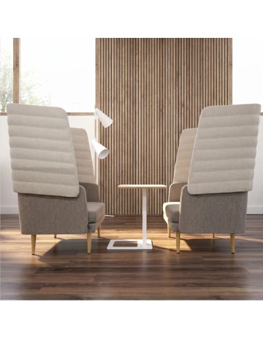 Salle de détente en entreprise à Sion avec canapés acoustiques gris ARCIPELAGO design.
