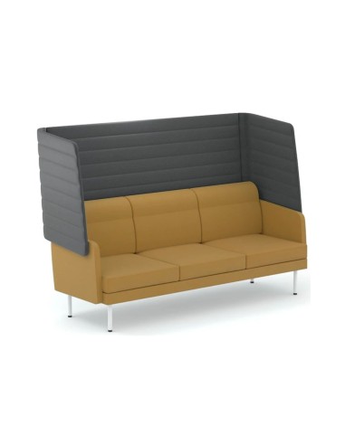 Canapé acoustique jaune ARCIPELAGO 3 places avec haut dossier pour bureau professionnel.