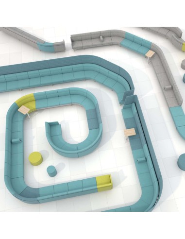 Canapé modulaire ARCIPELAGO personnalisable avec modules droits, courbes et hauts dossiers.