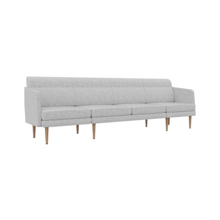 Canapé modulaire ARCIPELAGO 4 places avec accoudoirs et piètement en bois pour espace d'accueil professionnel.