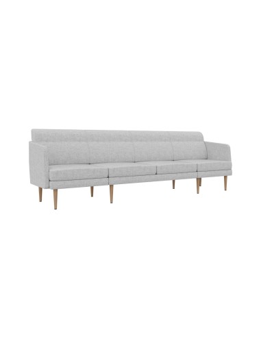 Canapé modulaire ARCIPELAGO 4 places avec accoudoirs et piètement en bois pour espace d'accueil professionnel.