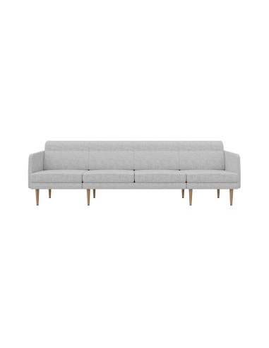 Canapé modulaire 4 places ARCIPELAGO droit gris clair avec piètement en bois de face.
