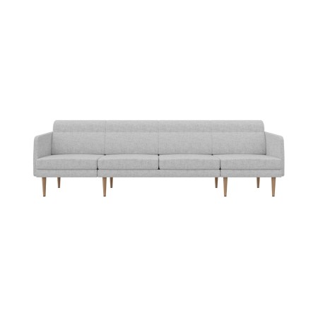 Canapé modulaire 4 places ARCIPELAGO droit gris clair avec piètement en bois de face.