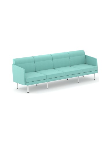Canapé bleu ARCIPELAGO pieds en bois 4 places modulaire avec accoudoirs.