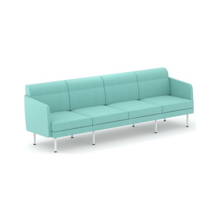 Canapé bleu ARCIPELAGO pieds en bois 4 places modulaire avec accoudoirs.