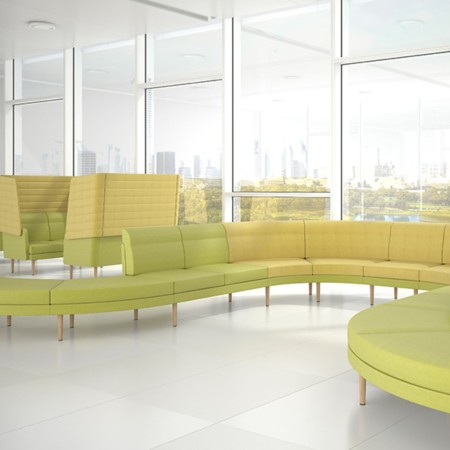 Système modulaire de canapés et banquettes pour salle d'attente et accueil ARCIPELAGO.
