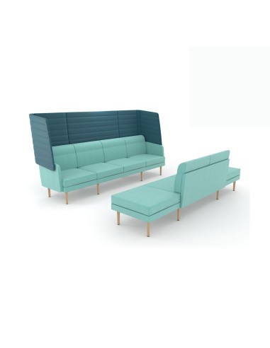 Canapé modulaire avec haut dossier pour espaces d'accueil bleu ARCIPELAGO.
