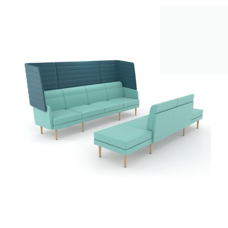 Canapé modulaire avec haut dossier pour espaces d'accueil bleu ARCIPELAGO.
