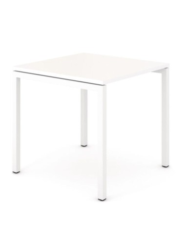 Table de réunion carrée plateau blanc - Nova U